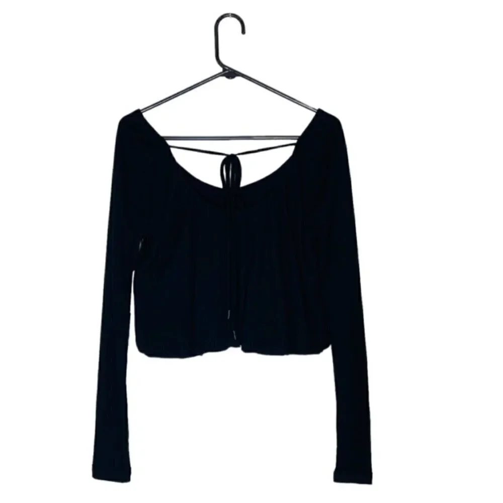 FREE PEOPLE Bondi Thermal Long Sleeve Back Tie Top, Size XS - NWT
